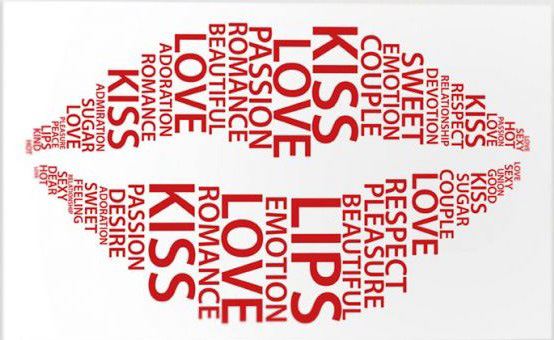 2011 Vector Red Lips With Love Words